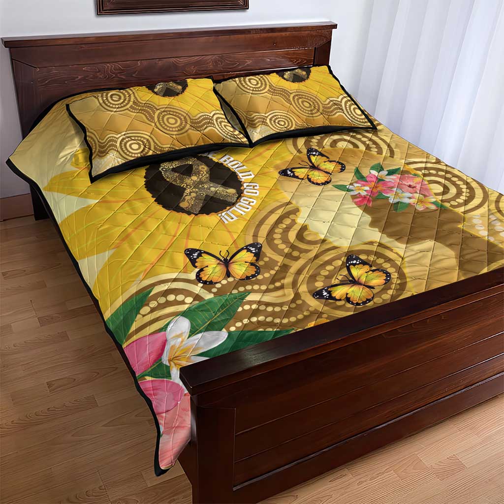 Australia Childhood Cancer Awareness Month Quilt Bed Set Be Bold Go Gold Aboriginal Art