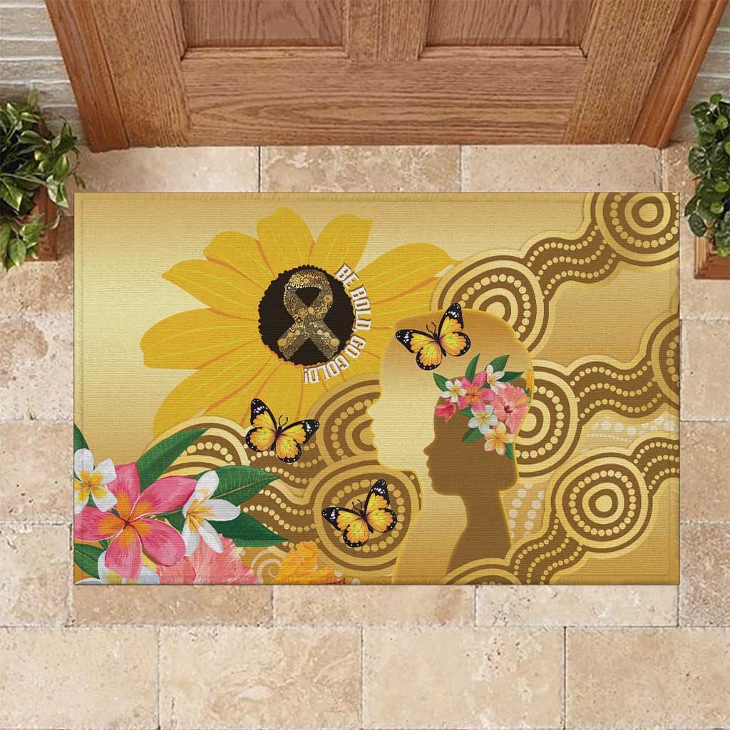 Australia Childhood Cancer Awareness Month Rubber Doormat Be Bold Go Gold Aboriginal Art