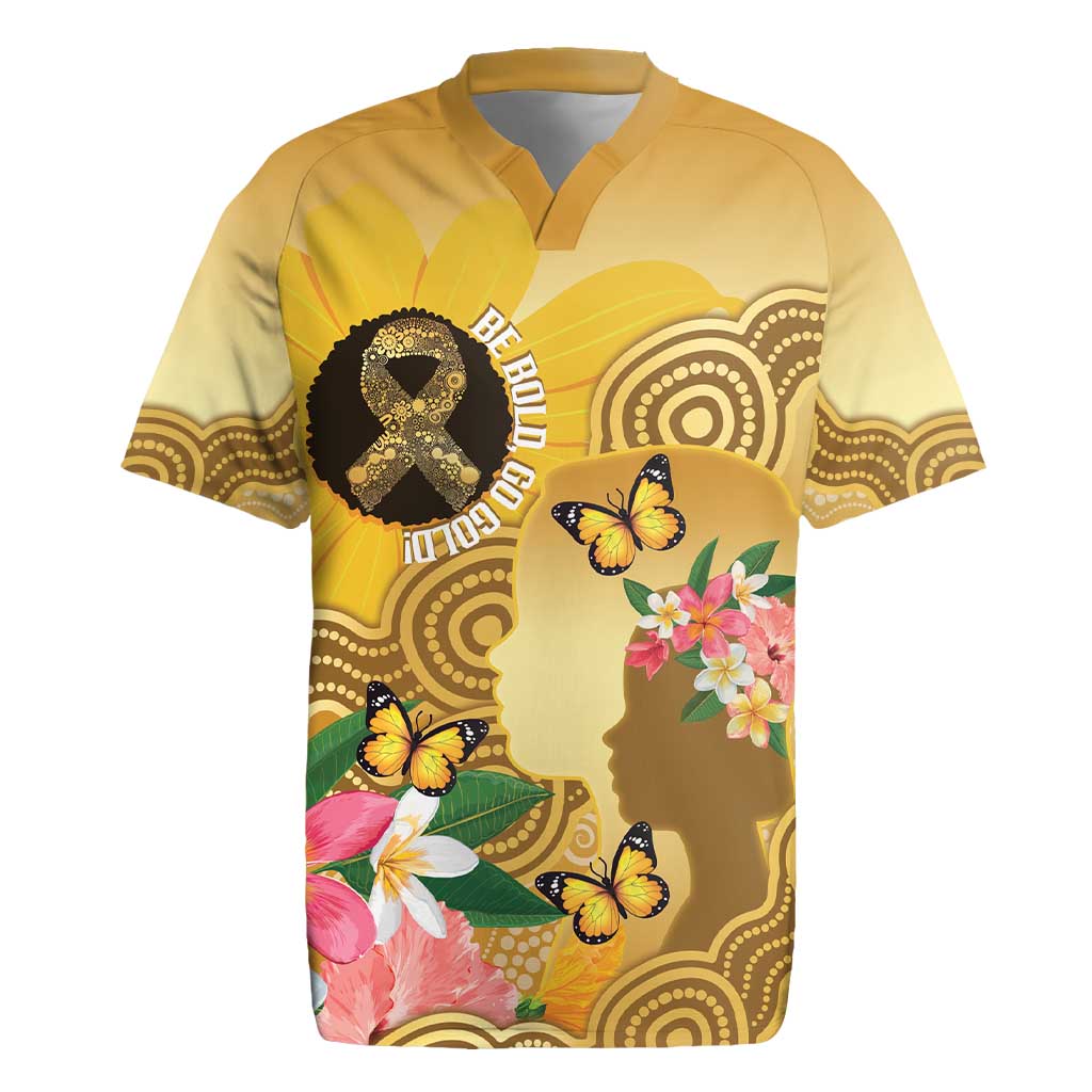 Australia Childhood Cancer Awareness Month Rugby Jersey Be Bold Go Gold Aboriginal Art