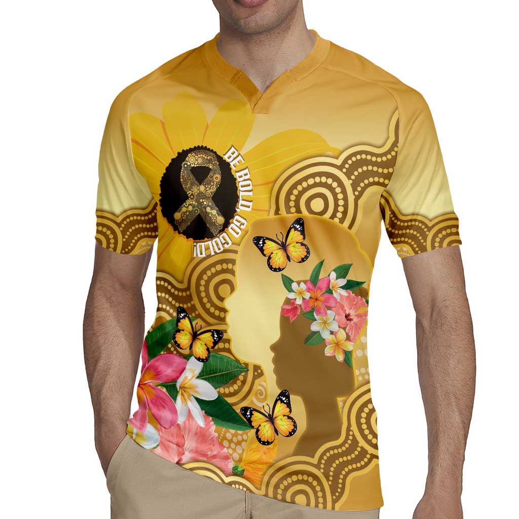 Australia Childhood Cancer Awareness Month Rugby Jersey Be Bold Go Gold Aboriginal Art