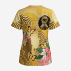 Australia Childhood Cancer Awareness Month Scrub Top Be Bold Go Gold Aboriginal Art - Aussie Hoodie