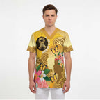 Australia Childhood Cancer Awareness Month Scrub Top Be Bold Go Gold Aboriginal Art - Aussie Hoodie