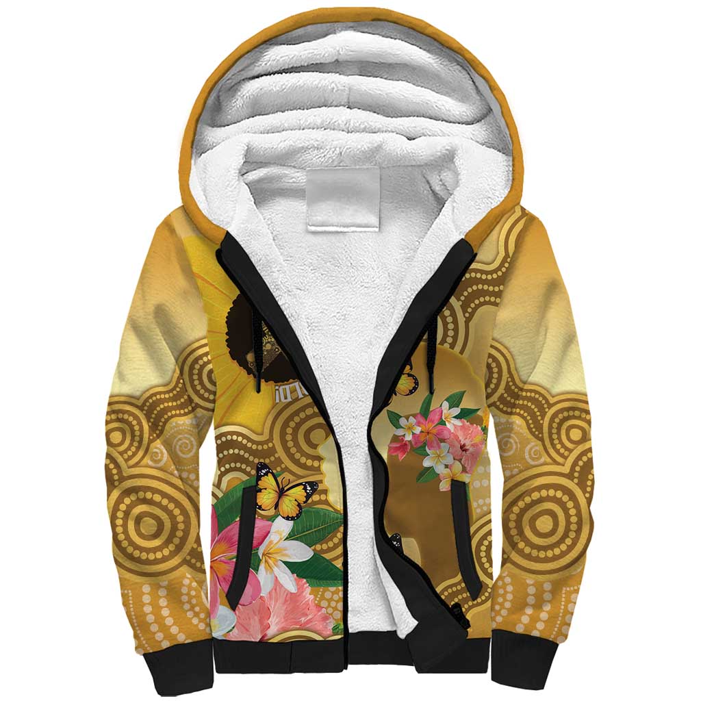 Australia Childhood Cancer Awareness Month Sherpa Hoodie Be Bold Go Gold Aboriginal Art
