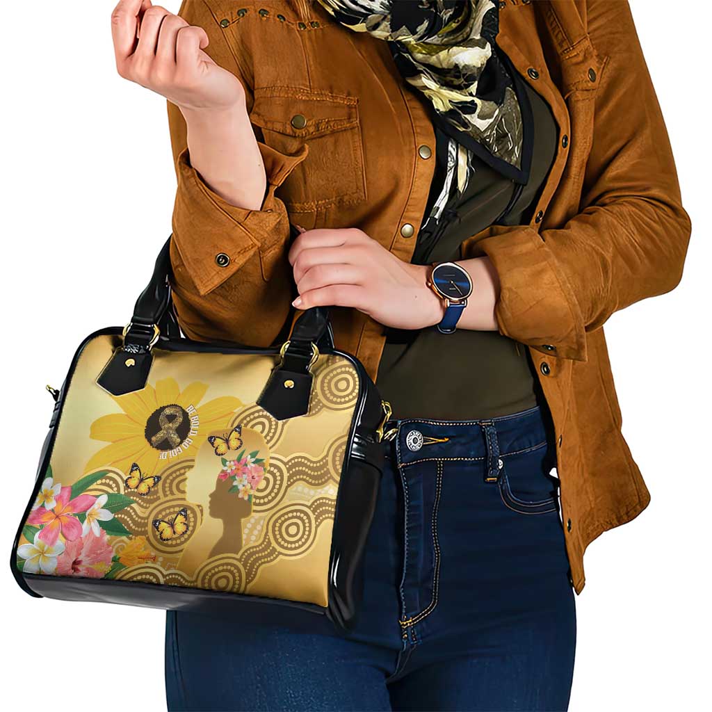Australia Childhood Cancer Awareness Month Shoulder Handbag Be Bold Go Gold Aboriginal Art