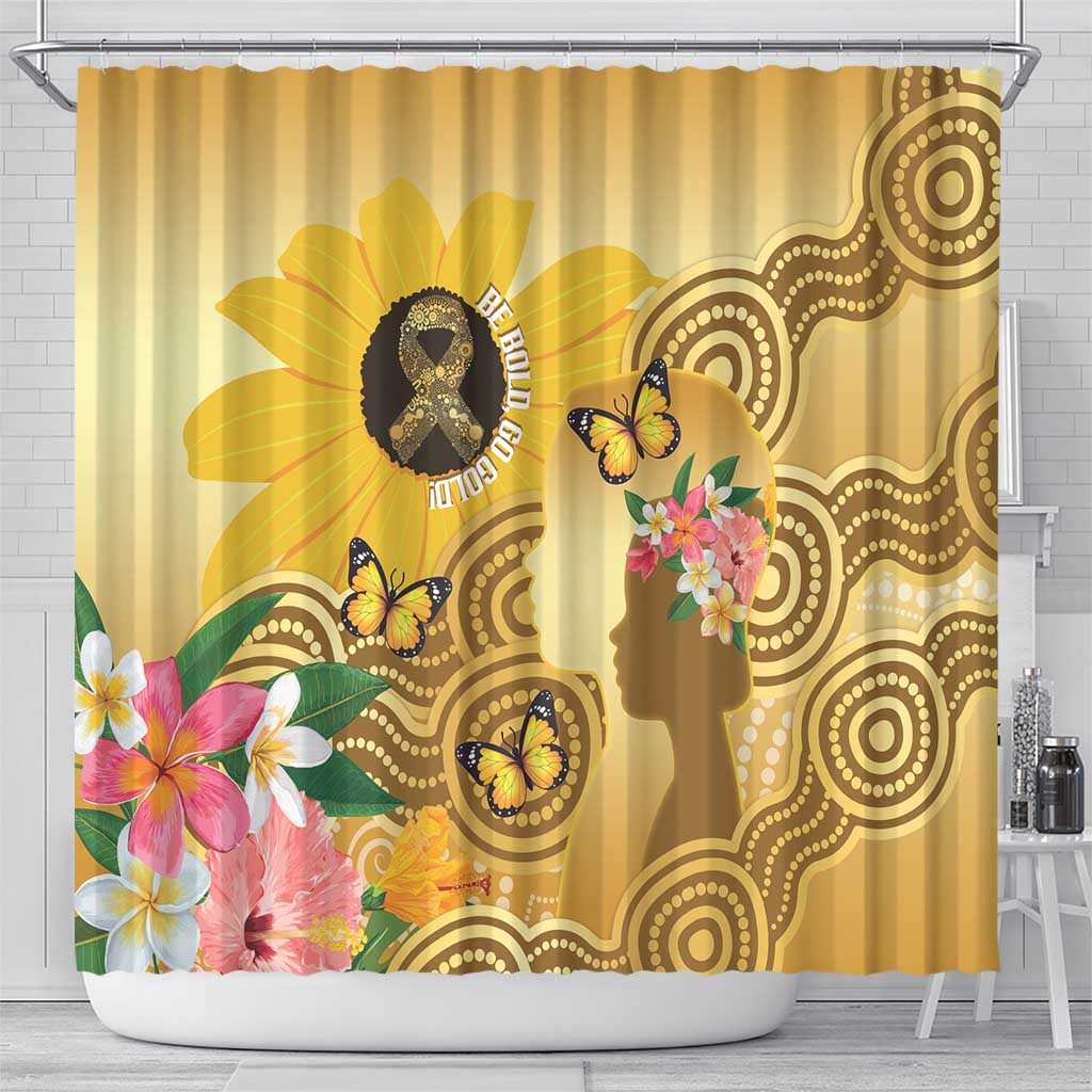 Australia Childhood Cancer Awareness Month Shower Curtain Be Bold Go Gold Aboriginal Art
