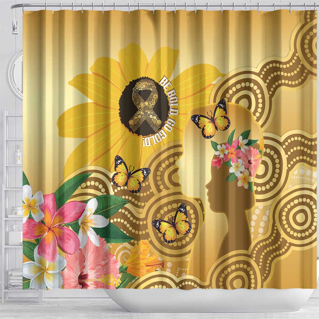 Australia Childhood Cancer Awareness Month Shower Curtain Be Bold Go Gold Aboriginal Art