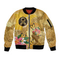 Australia Childhood Cancer Awareness Month Sleeve Zip Bomber Jacket Be Bold Go Gold Aboriginal Art