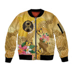 Australia Childhood Cancer Awareness Month Sleeve Zip Bomber Jacket Be Bold Go Gold Aboriginal Art