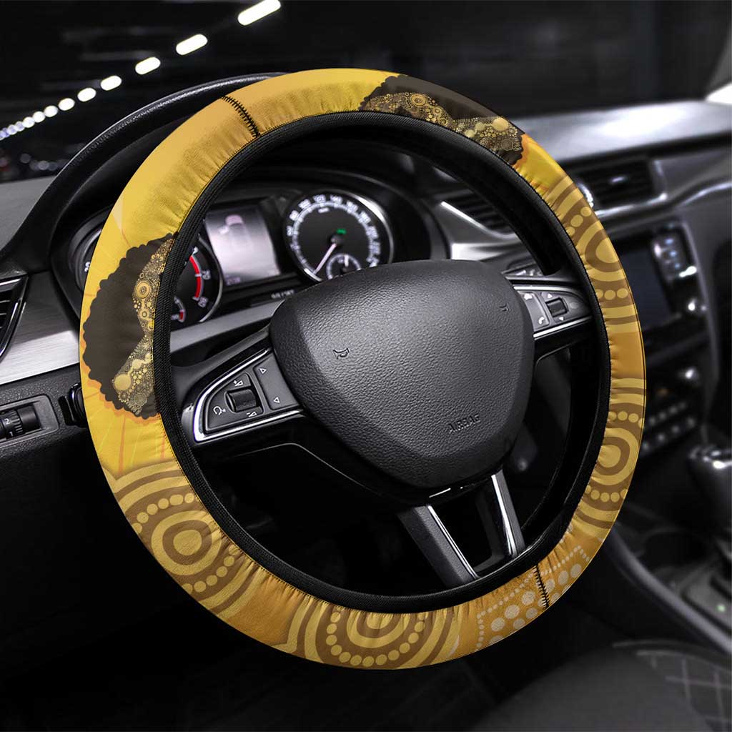 Australia Childhood Cancer Awareness Month Steering Wheel Cover Be Bold Go Gold Aboriginal Art