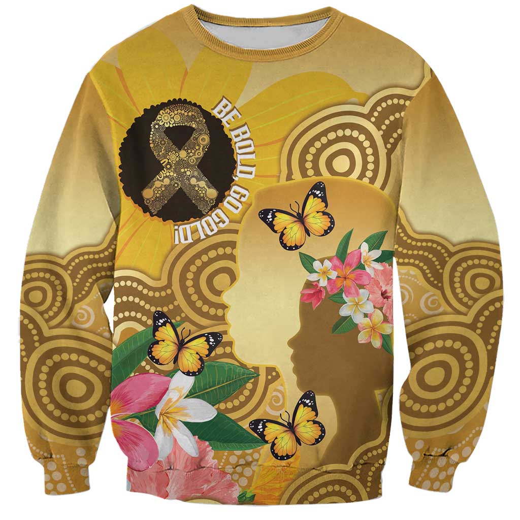 Australia Childhood Cancer Awareness Month Sweatshirt Be Bold Go Gold Aboriginal Art