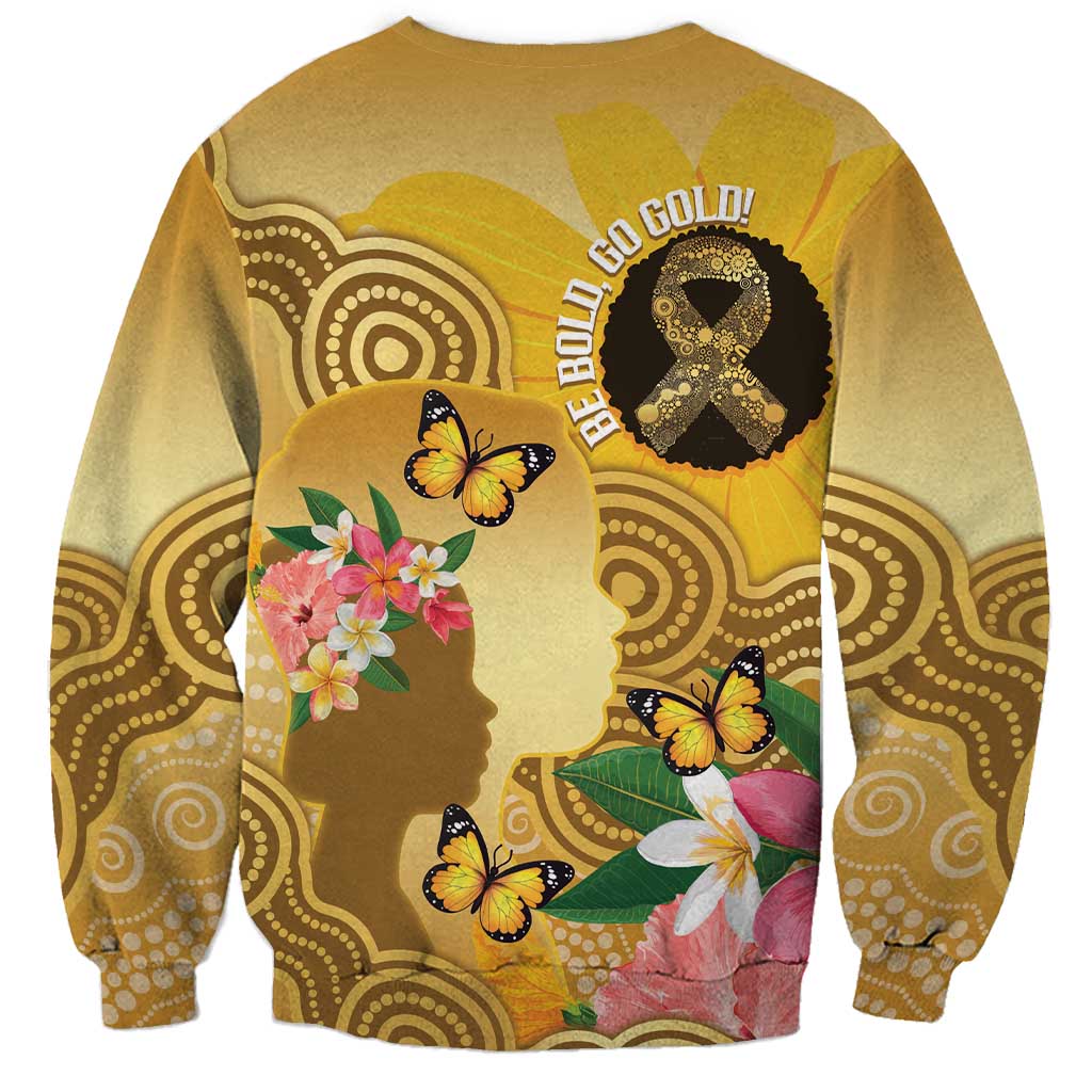 Australia Childhood Cancer Awareness Month Sweatshirt Be Bold Go Gold Aboriginal Art