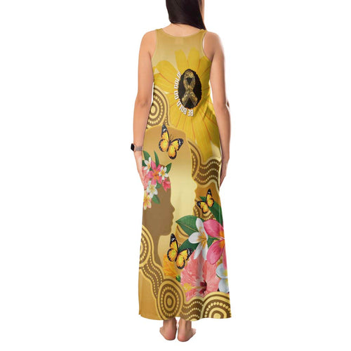 Australia Childhood Cancer Awareness Month Tank Maxi Dress Be Bold Go Gold Aboriginal Art