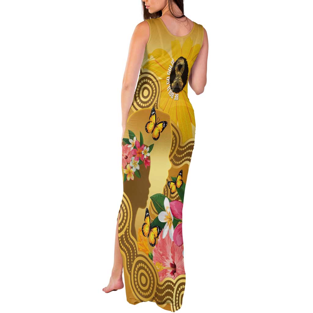 Australia Childhood Cancer Awareness Month Tank Maxi Dress Be Bold Go Gold Aboriginal Art