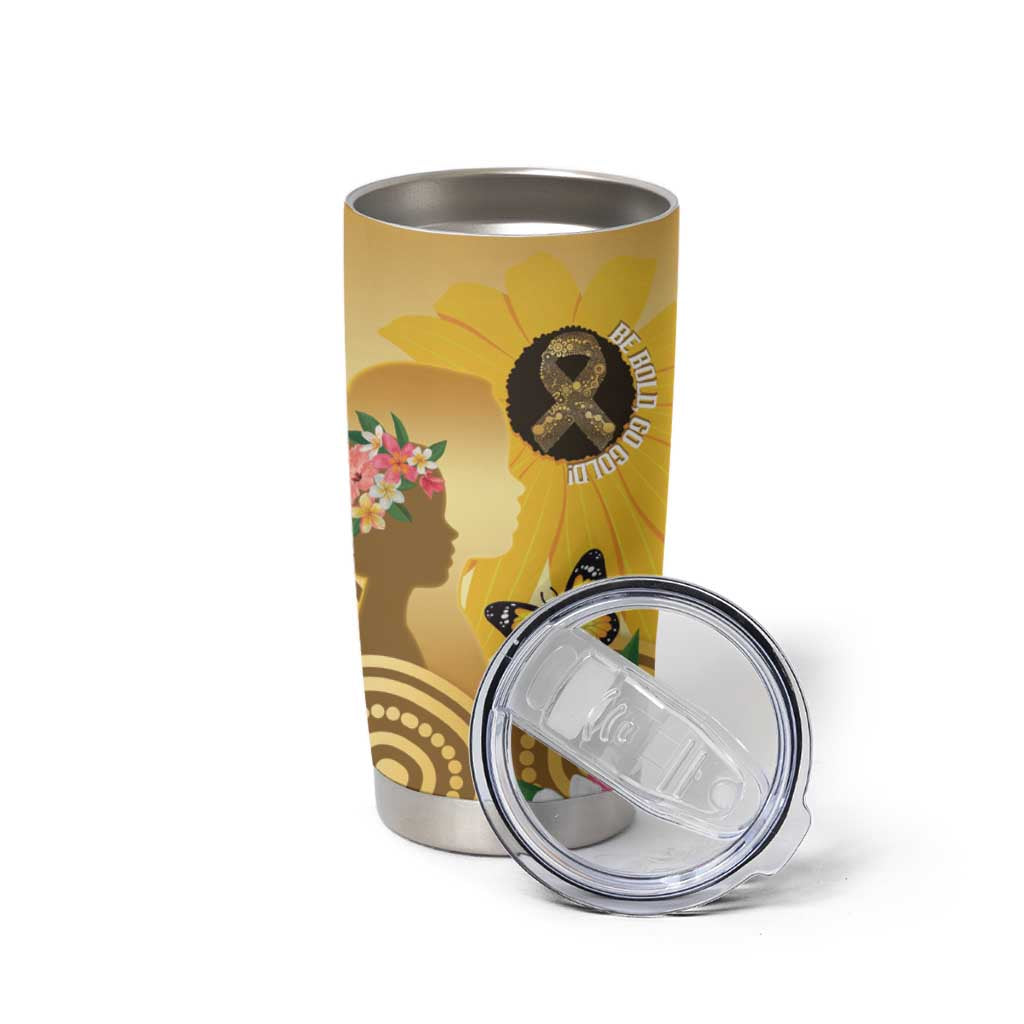 Australia Childhood Cancer Awareness Month Tumbler Cup Be Bold Go Gold Aboriginal Art