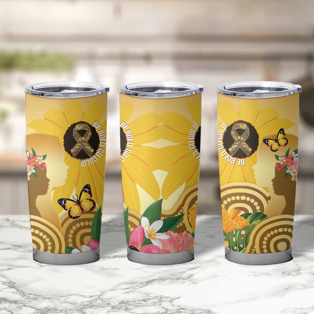 Australia Childhood Cancer Awareness Month Tumbler Cup Be Bold Go Gold Aboriginal Art