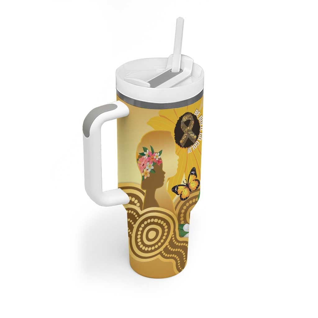 Australia Childhood Cancer Awareness Month Tumbler With Handle Be Bold Go Gold Aboriginal Art