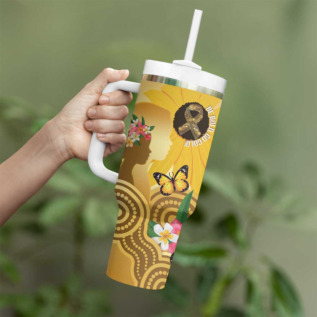 Australia Childhood Cancer Awareness Month Tumbler With Handle Be Bold Go Gold Aboriginal Art