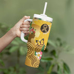 Australia Childhood Cancer Awareness Month Tumbler With Handle Be Bold Go Gold Aboriginal Art