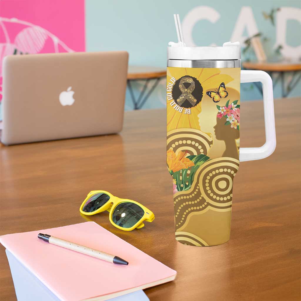Australia Childhood Cancer Awareness Month Tumbler With Handle Be Bold Go Gold Aboriginal Art