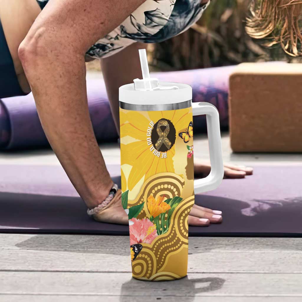 Australia Childhood Cancer Awareness Month Tumbler With Handle Be Bold Go Gold Aboriginal Art