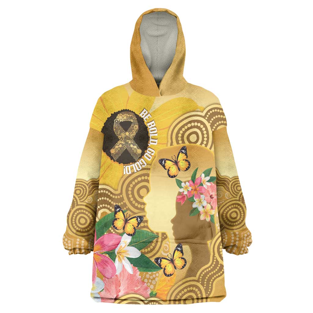 Australia Childhood Cancer Awareness Month Wearable Blanket Hoodie Be Bold Go Gold Aboriginal Art