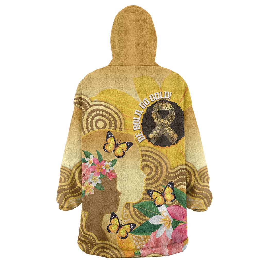 Australia Childhood Cancer Awareness Month Wearable Blanket Hoodie Be Bold Go Gold Aboriginal Art