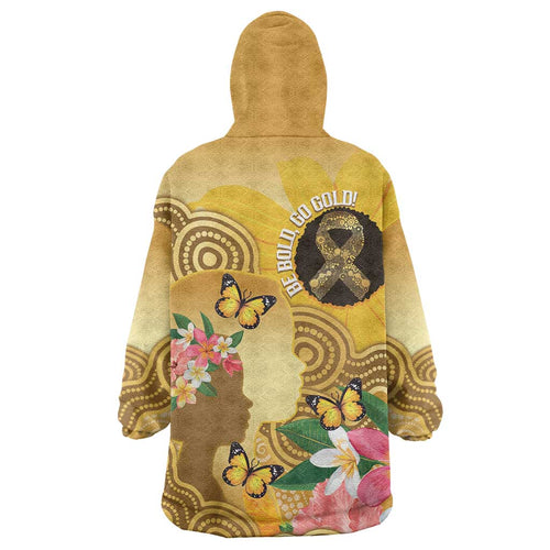 Australia Childhood Cancer Awareness Month Wearable Blanket Hoodie Be Bold Go Gold Aboriginal Art