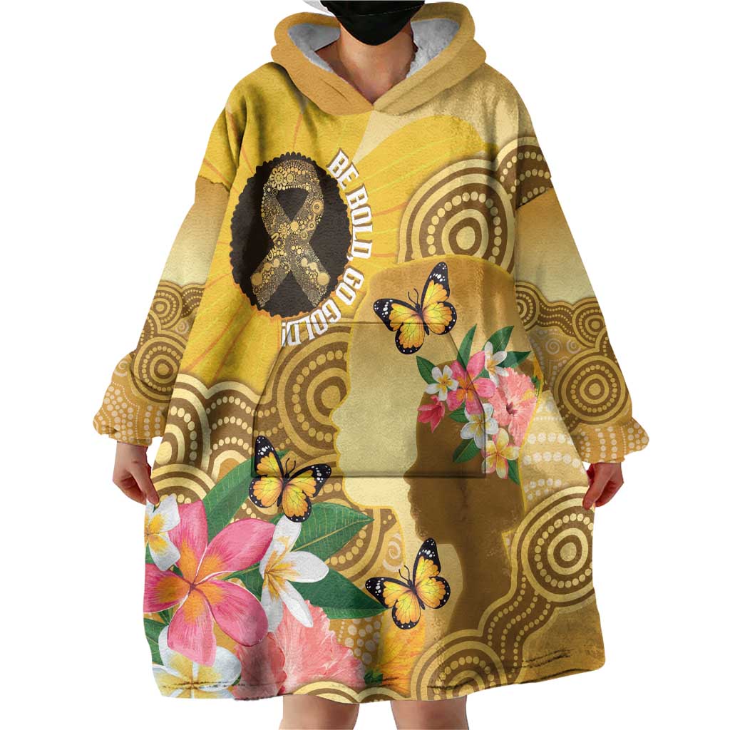 Australia Childhood Cancer Awareness Month Wearable Blanket Hoodie Be Bold Go Gold Aboriginal Art
