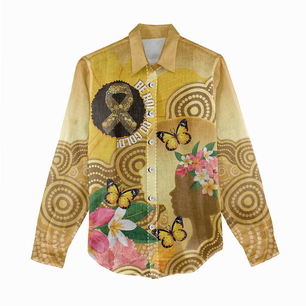 Australia Childhood Cancer Awareness Month Women Casual Shirt Be Bold Go Gold Aboriginal Art