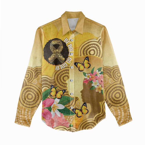 Australia Childhood Cancer Awareness Month Women Casual Shirt Be Bold Go Gold Aboriginal Art