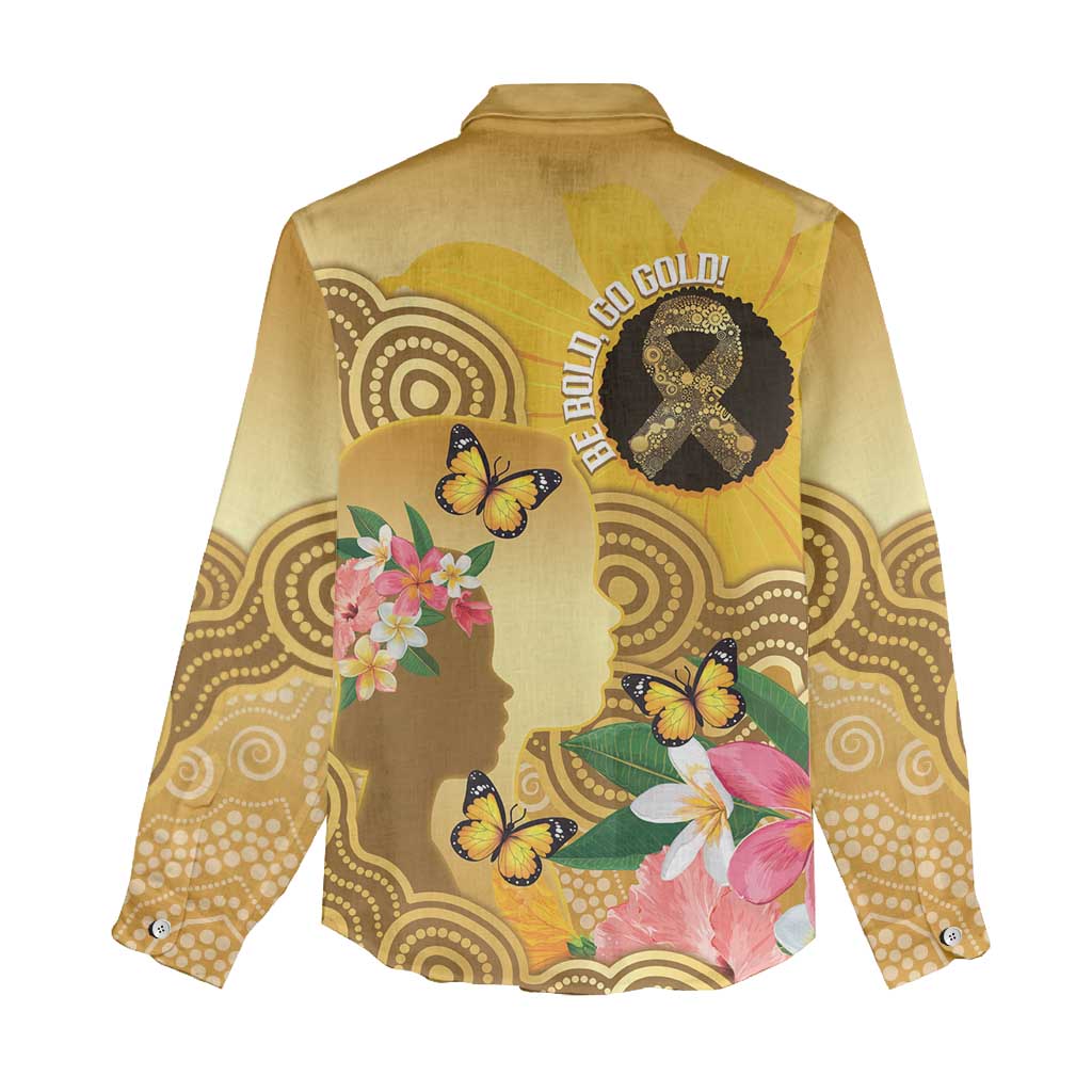 Australia Childhood Cancer Awareness Month Women Casual Shirt Be Bold Go Gold Aboriginal Art