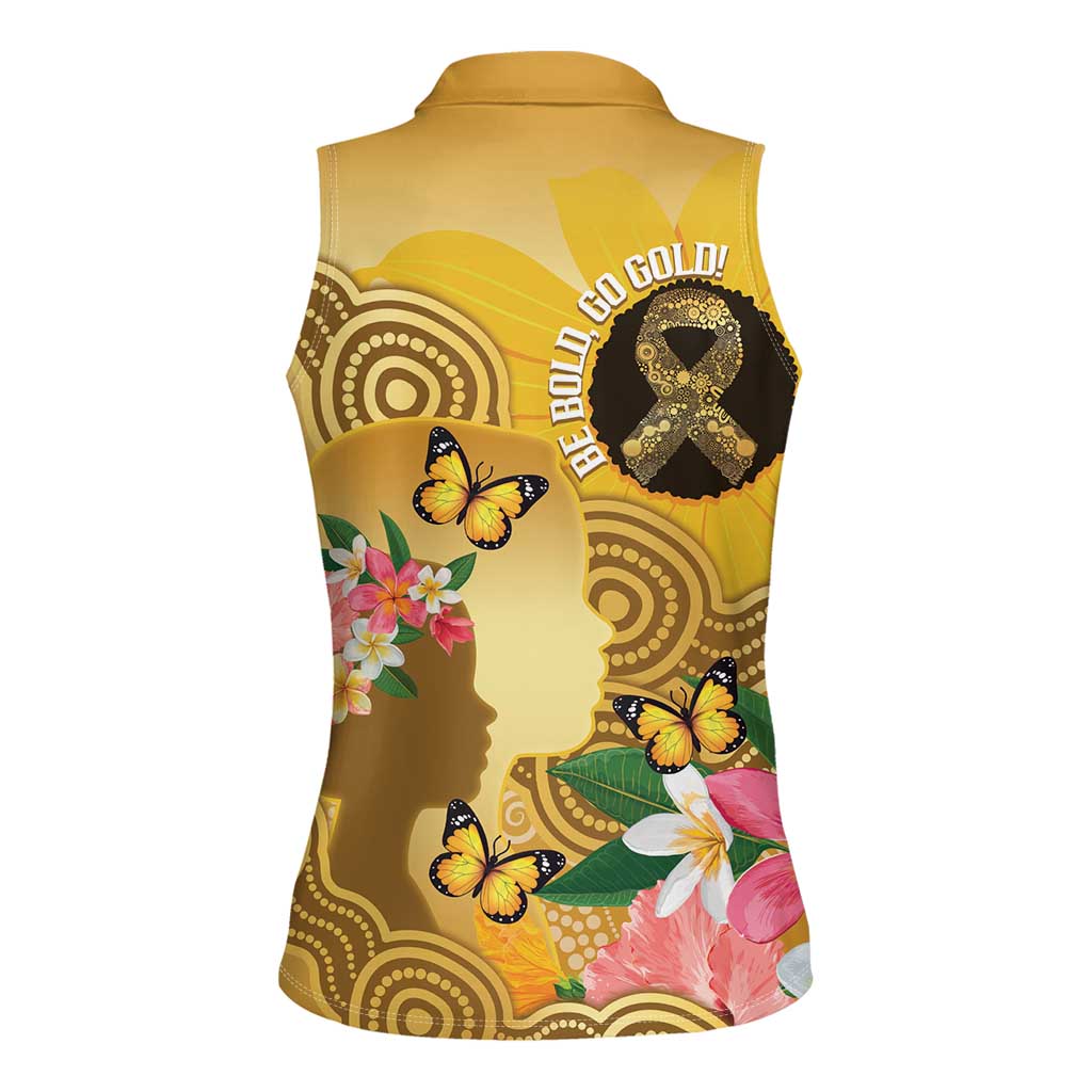Australia Childhood Cancer Awareness Month Women Sleeveless Polo Shirt Be Bold Go Gold Aboriginal Art