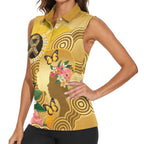 Australia Childhood Cancer Awareness Month Women Sleeveless Polo Shirt Be Bold Go Gold Aboriginal Art