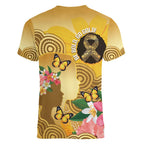 Australia Childhood Cancer Awareness Month Women V-Neck T-Shirt Be Bold Go Gold Aboriginal Art