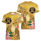 Australia Childhood Cancer Awareness Month Women V-Neck T-Shirt Be Bold Go Gold Aboriginal Art