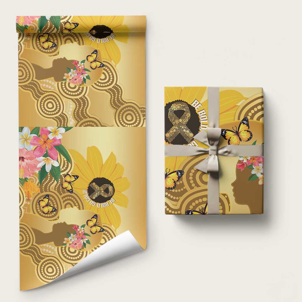 Australia Childhood Cancer Awareness Month Wrapping Paper Be Bold Go Gold Aboriginal Art - Aussie Hoodie