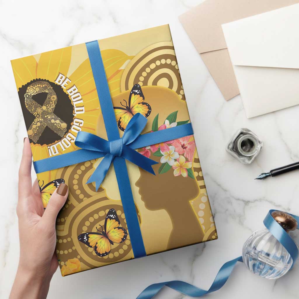 Australia Childhood Cancer Awareness Month Wrapping Paper Be Bold Go Gold Aboriginal Art - Aussie Hoodie