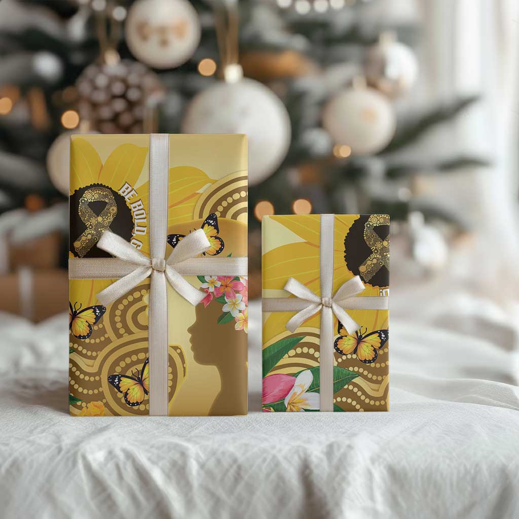 Australia Childhood Cancer Awareness Month Wrapping Paper Be Bold Go Gold Aboriginal Art - Aussie Hoodie
