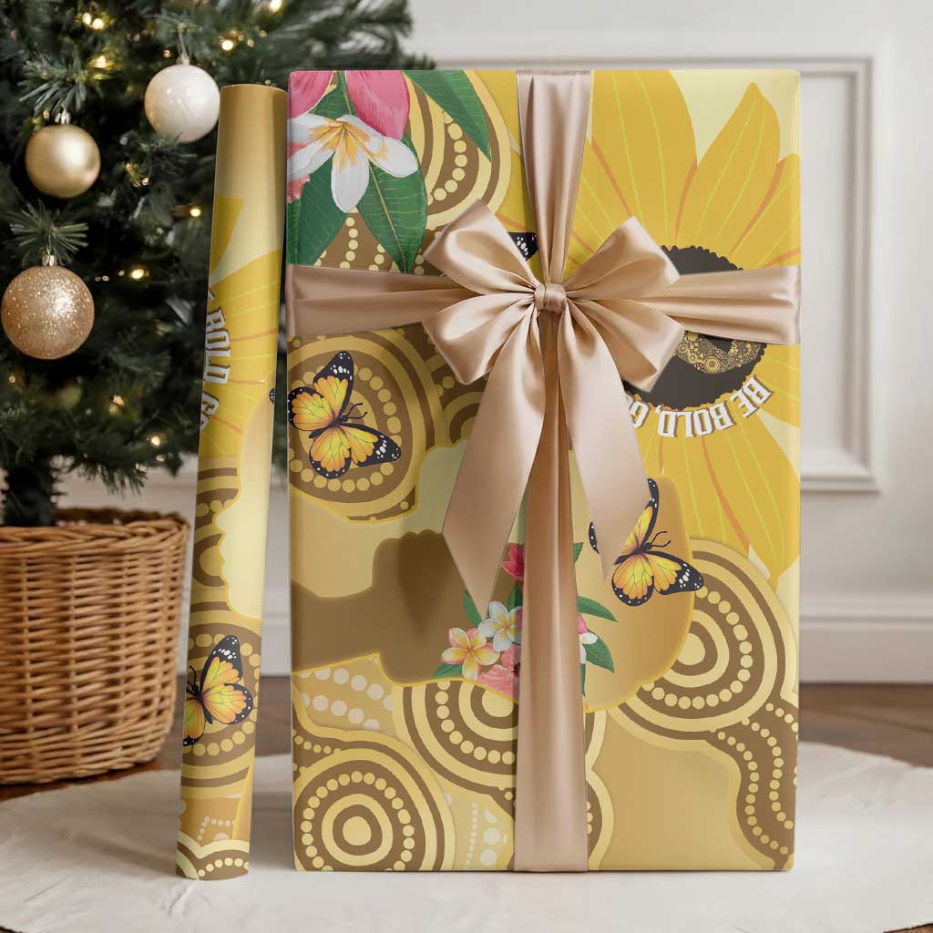 Australia Childhood Cancer Awareness Month Wrapping Paper Be Bold Go Gold Aboriginal Art - Aussie Hoodie