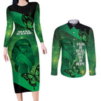 Personalised World Mental Health Awareness Month Couples Matching Long Sleeve Bodycon Dress and Long Sleeve Button Shirt Warriors Brave Strong Galaxy Vibes