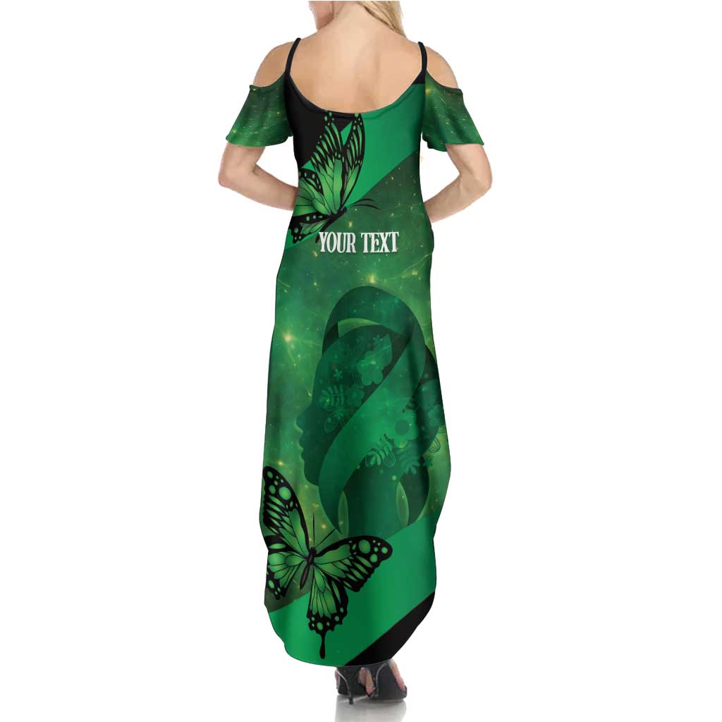 Personalised World Mental Health Awareness Month Family Matching Summer Maxi Dress and Hawaiian Shirt Warriors Brave Strong Galaxy Vibes