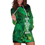 Personalised World Mental Health Awareness Month Hoodie Dress Warriors Brave Strong Galaxy Vibes