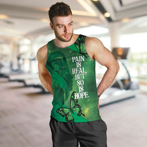 Personalised World Mental Health Awareness Month Men Tank Top Warriors Brave Strong Galaxy Vibes