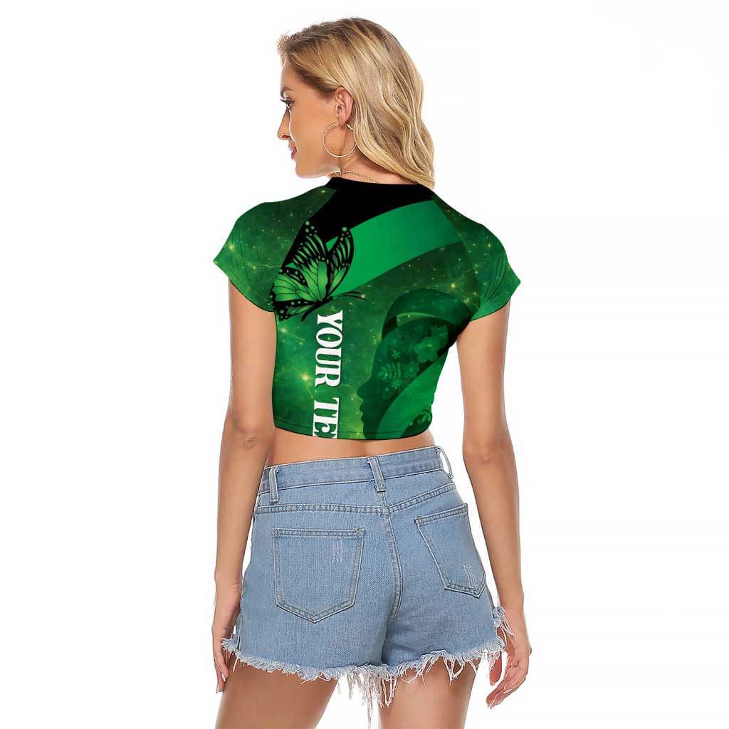 Personalised World Mental Health Awareness Month Raglan Cropped T Shirt Warriors Brave Strong Galaxy Vibes