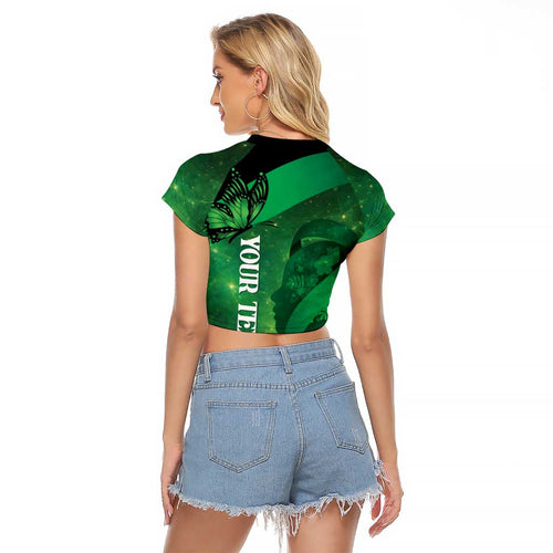 Personalised World Mental Health Awareness Month Raglan Cropped T Shirt Warriors Brave Strong Galaxy Vibes