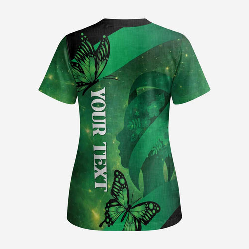 Personalised World Mental Health Awareness Month Scrub Top Warriors Brave Strong Galaxy Vibes - Aussie Hoodie