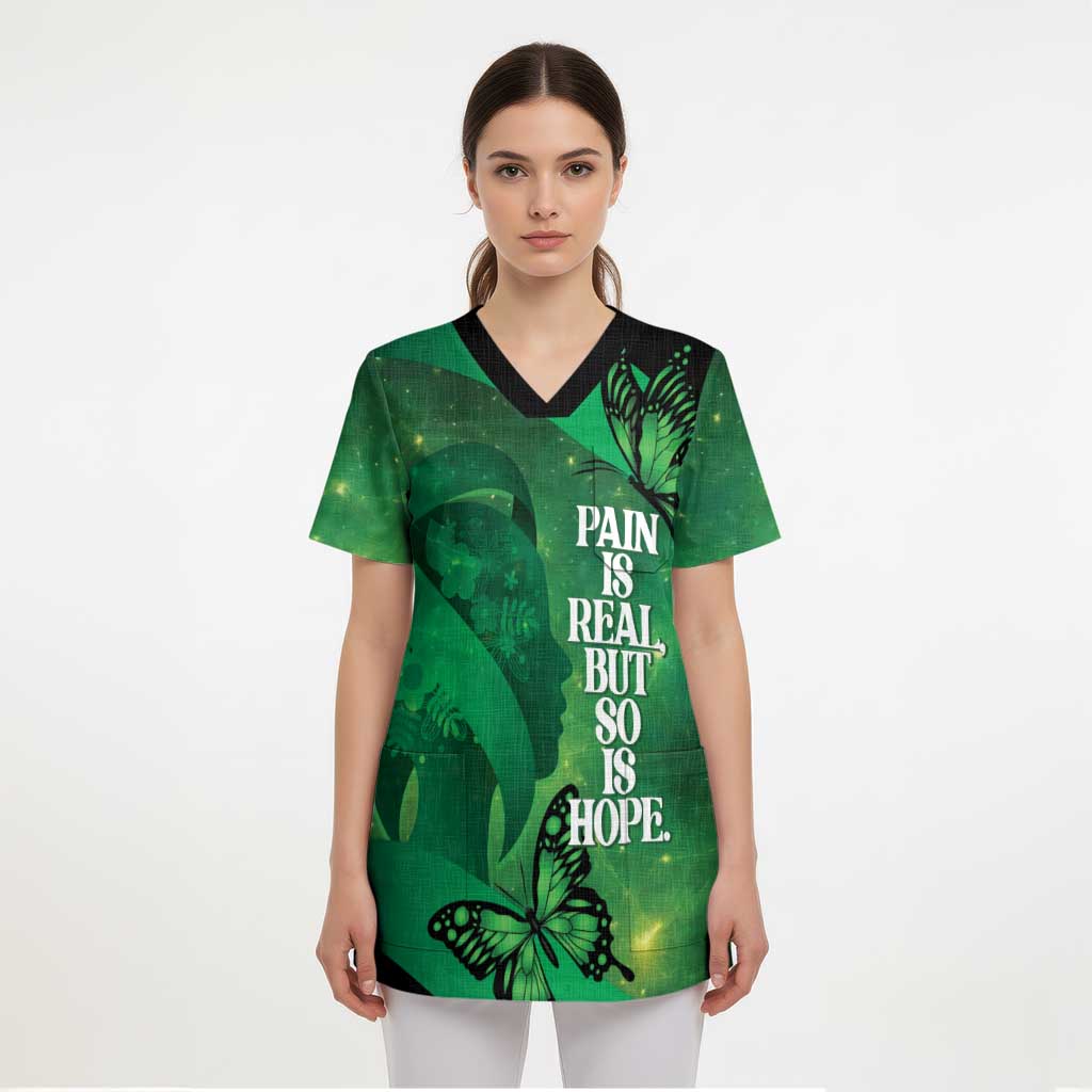 Personalised World Mental Health Awareness Month Scrub Top Warriors Brave Strong Galaxy Vibes - Aussie Hoodie