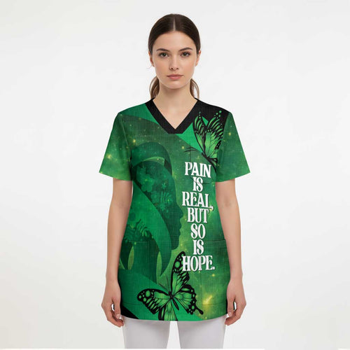 Personalised World Mental Health Awareness Month Scrub Top Warriors Brave Strong Galaxy Vibes - Aussie Hoodie