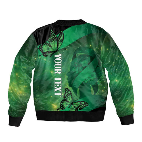 Personalised World Mental Health Awareness Month Sleeve Zip Bomber Jacket Warriors Brave Strong Galaxy Vibes
