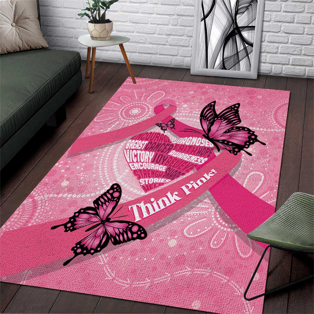 Australia Breast Cancer Awareness Month Area Rug Pink Ribbon Mix Butterflies